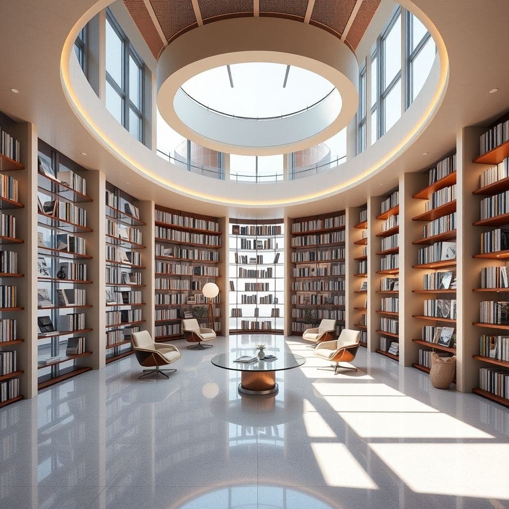 Retro Futuristic Library design example 4