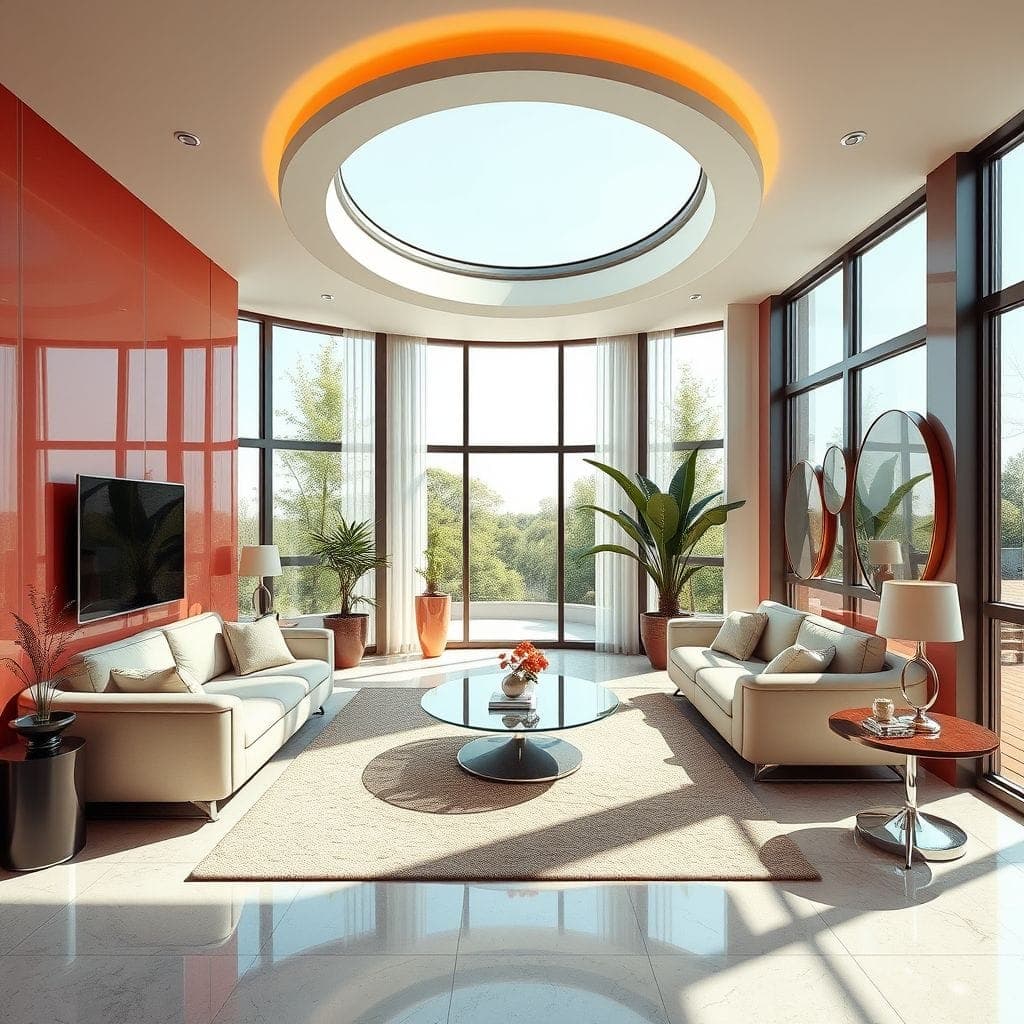 Retro Futuristic Living Room design example 2