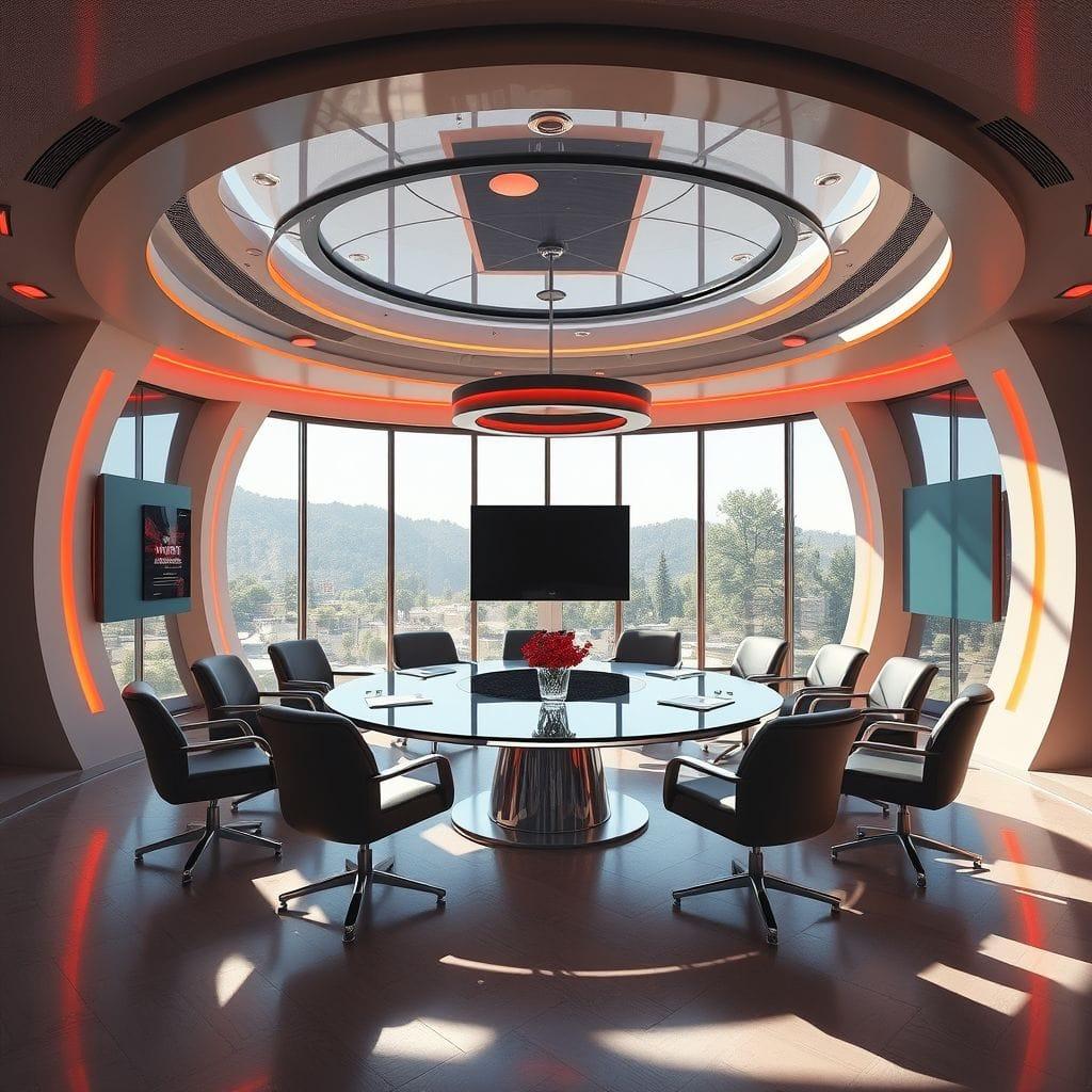 Retro Futuristic Meeting Room design example 1