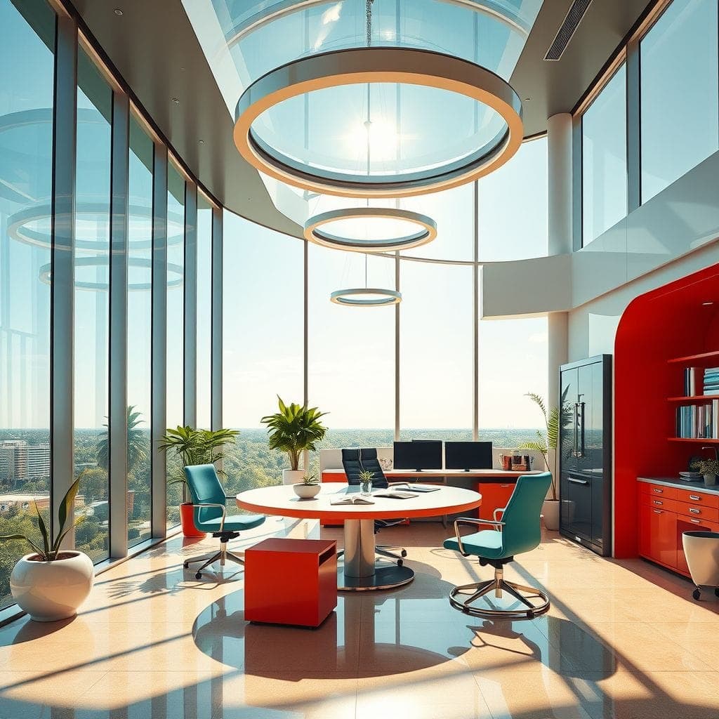 Retro Futuristic Office design example 1