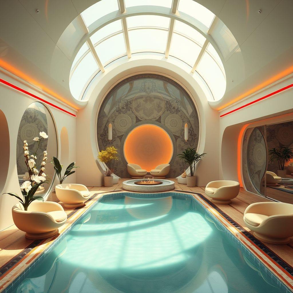Retro Futuristic Onsen design example 3