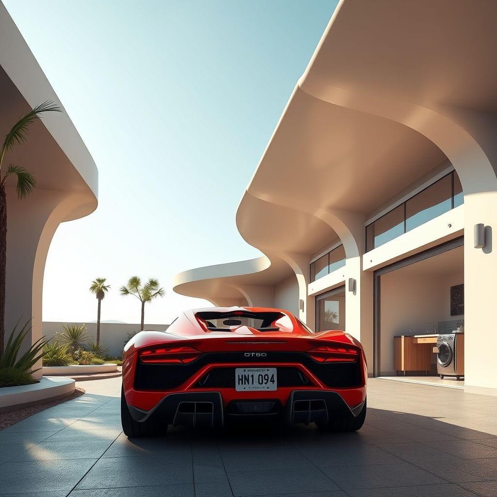 Retro Futuristic Outdoor Garage design example 3