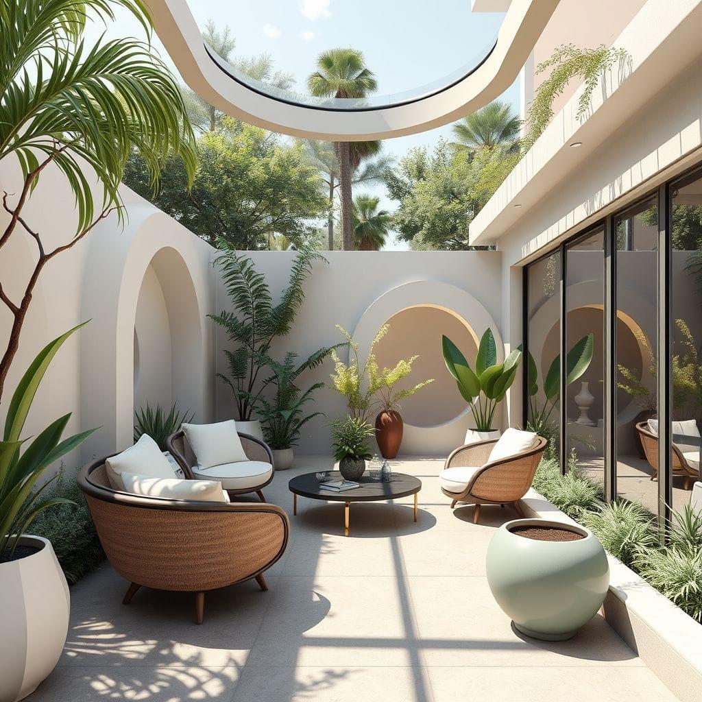 Retro Futuristic Outdoor Garden design example 2