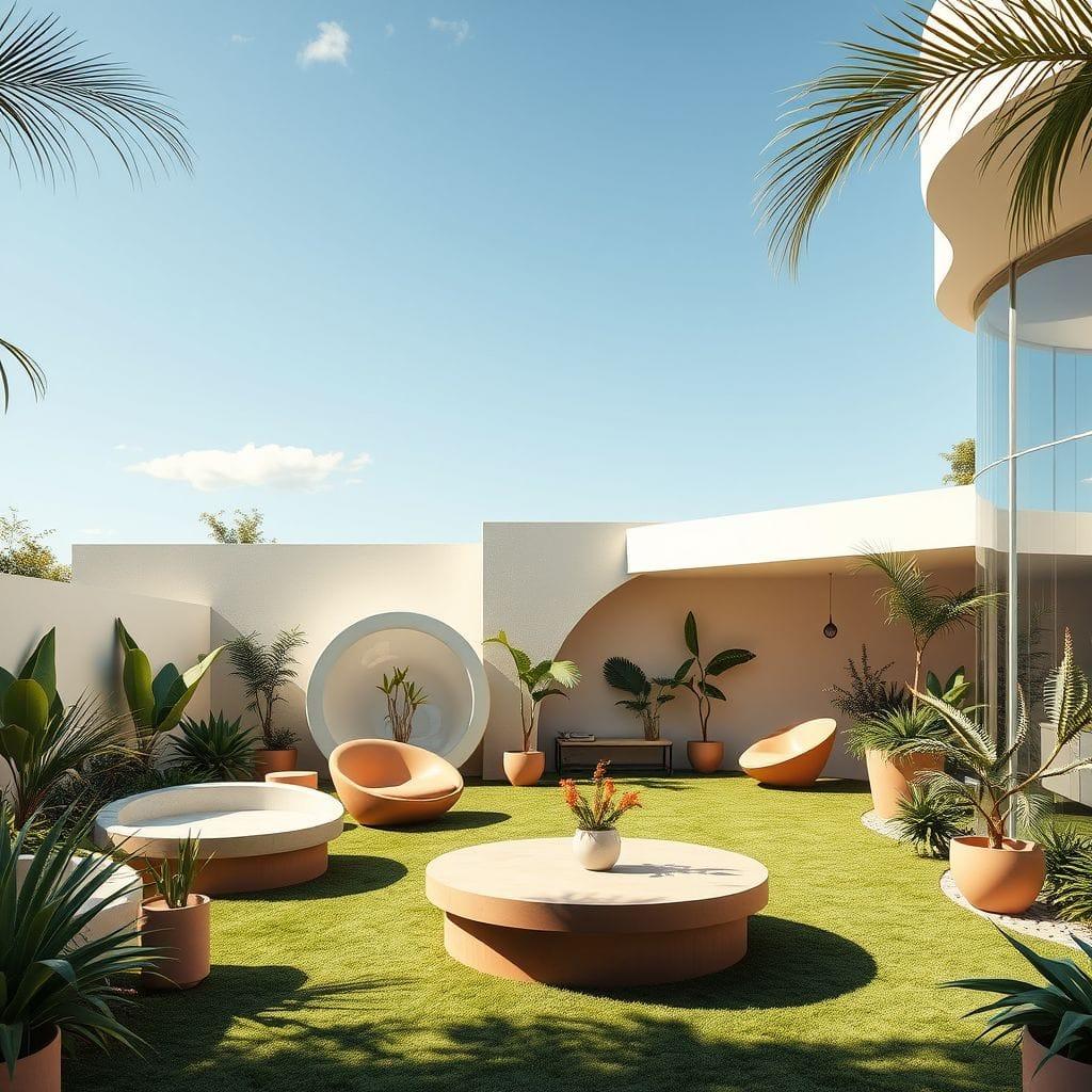 Retro Futuristic Outdoor Garden design example 4