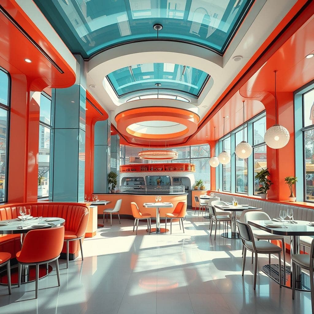 Retro Futuristic Restaurant design example 1