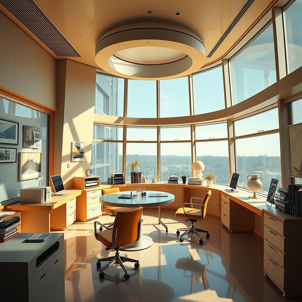 Retro Futuristic Study Room design example 1