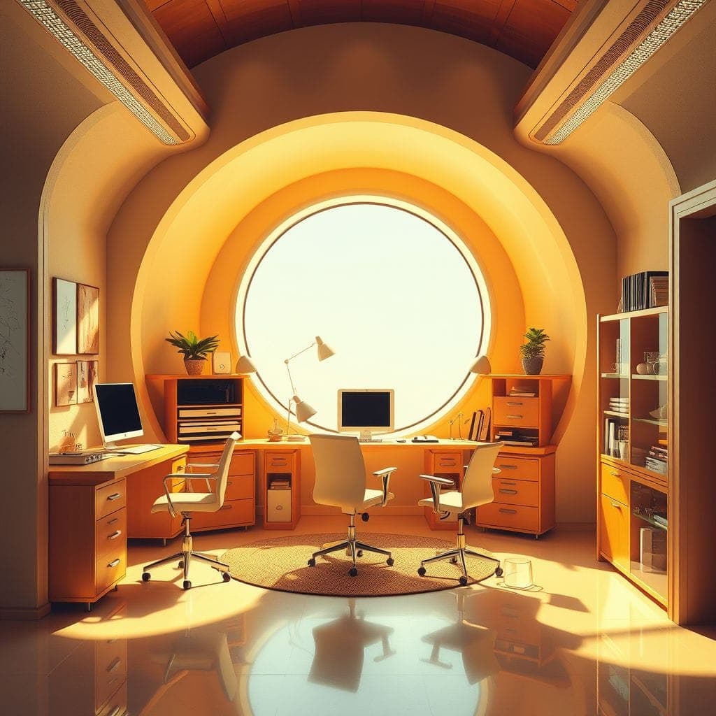 Retro Futuristic Study Room design example 3