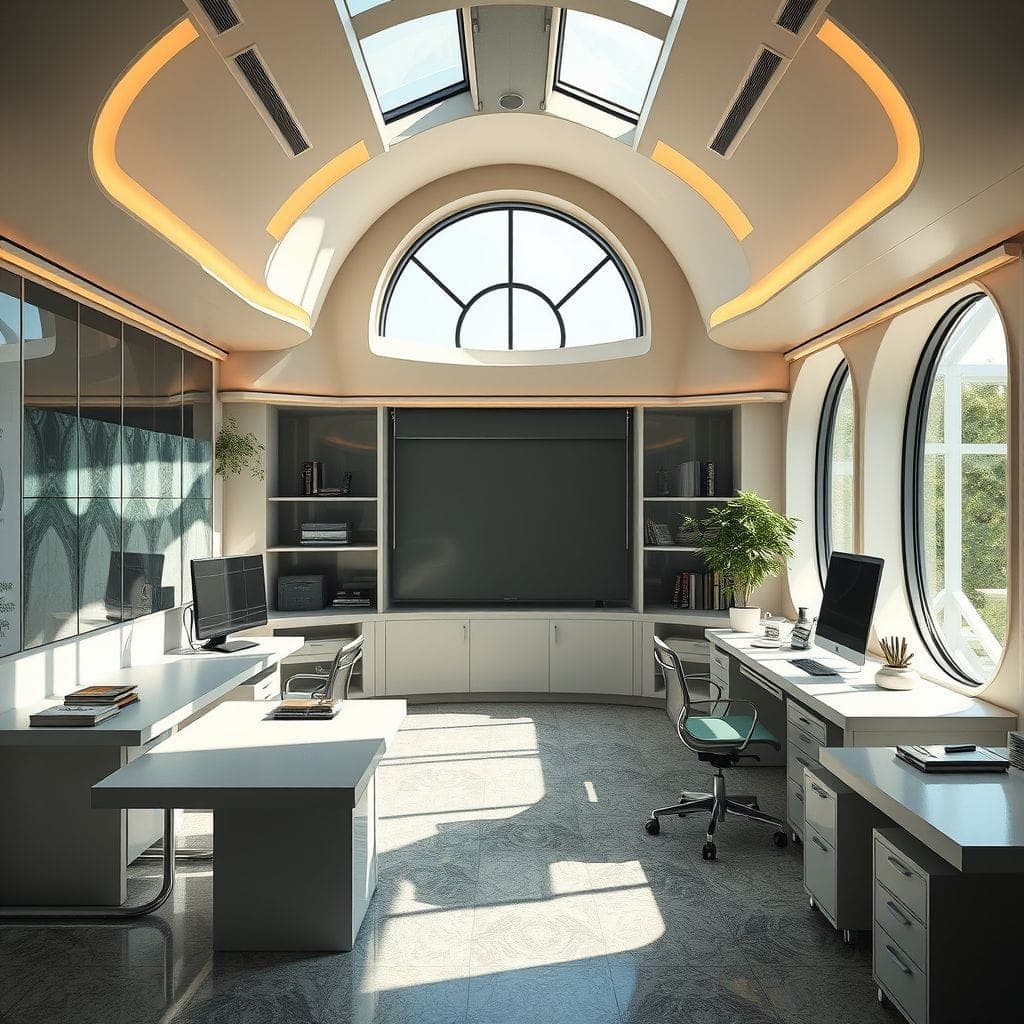 Retro Futuristic Study Room design example 4