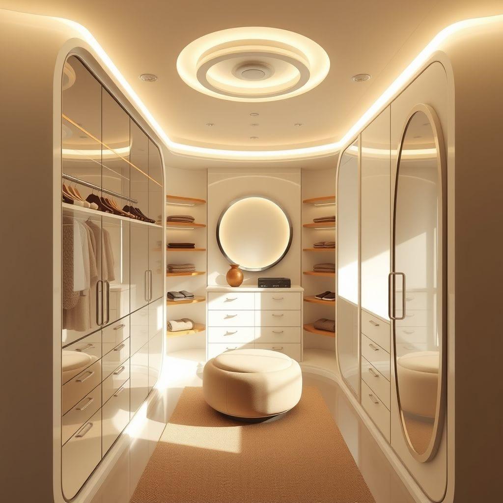 Retro Futuristic Walk-in Closet design example 1