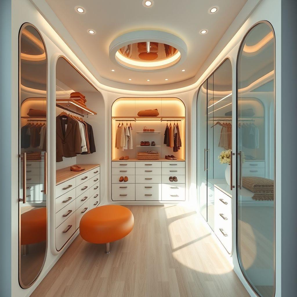Retro Futuristic Walk-in Closet design example 2