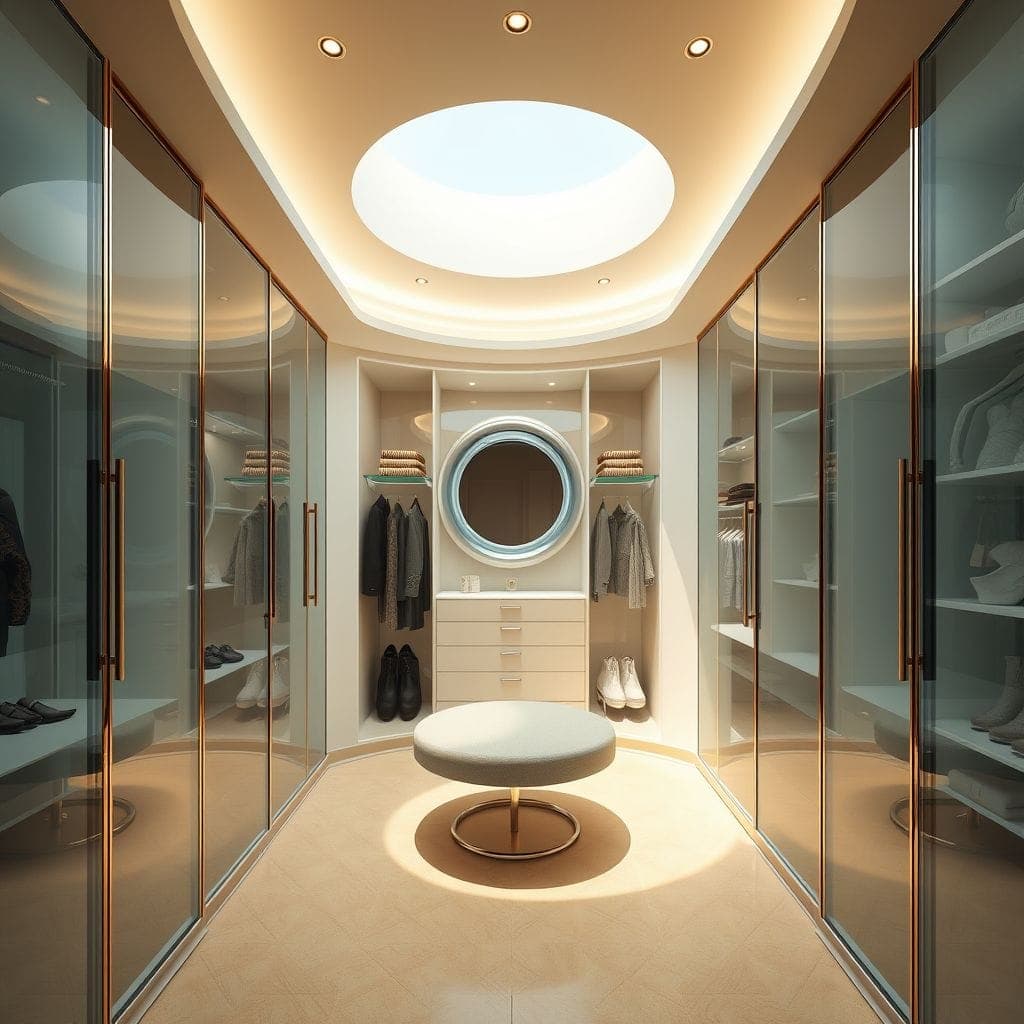 Retro Futuristic Walk-in Closet design example 3