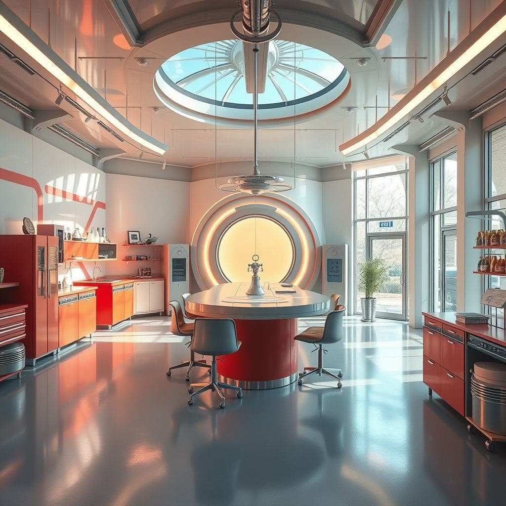 Retro Futuristic Workshop design example 1