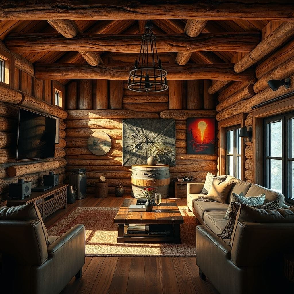 Rustic Entertainment Room design example 4
