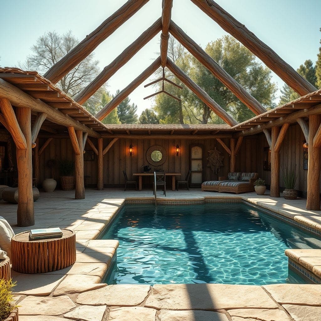 Rustic Outdoor Pool Area design example 2