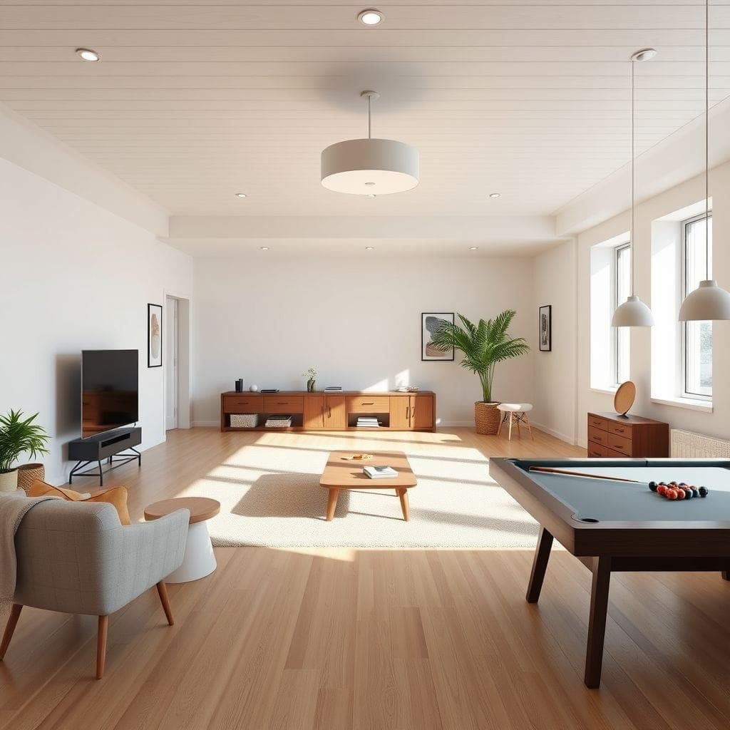 Scandinavian Game Room design example 1