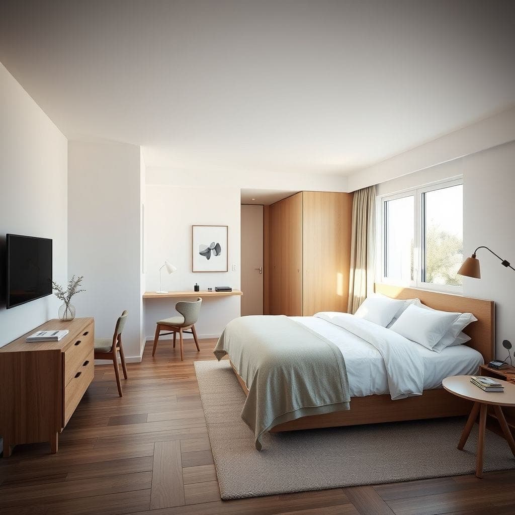 Scandinavian Hotel Room design example 1