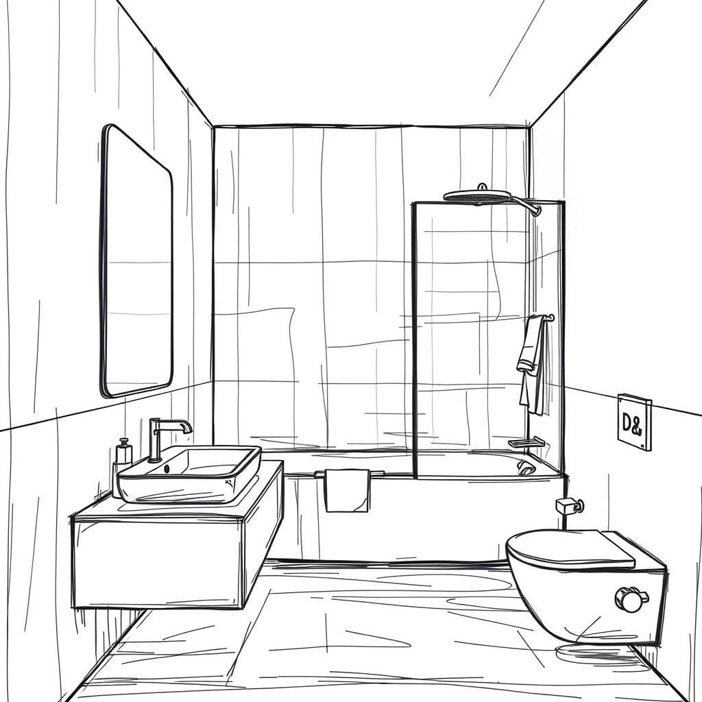 Sketch Bathroom design example 4
