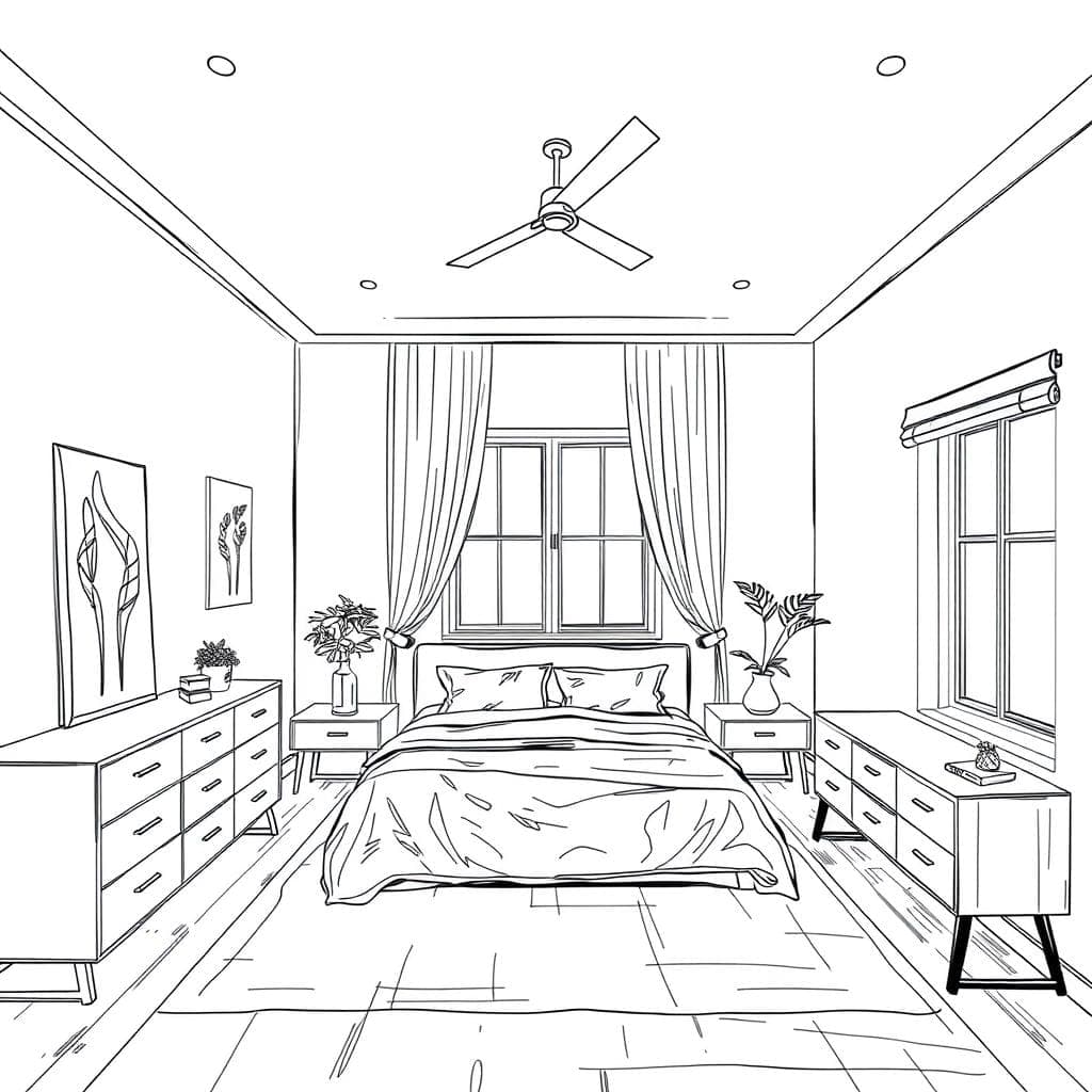 Sketch Bedroom design example 4