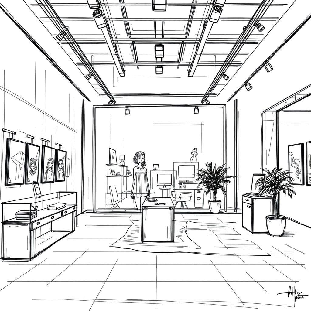 Sketch Exhibition Space design example 2