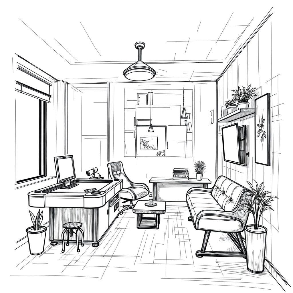 Sketch Game Room design example 2