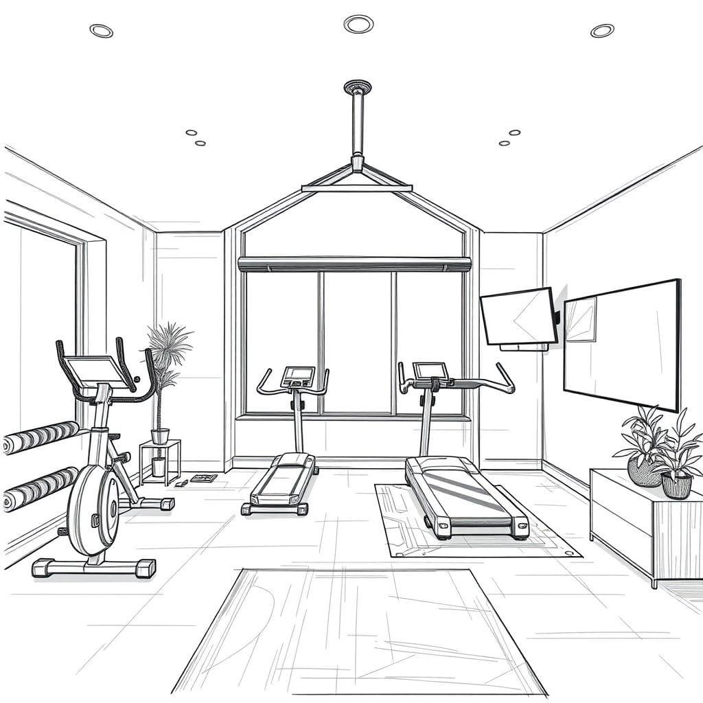 Sketch Home Gym design example 1