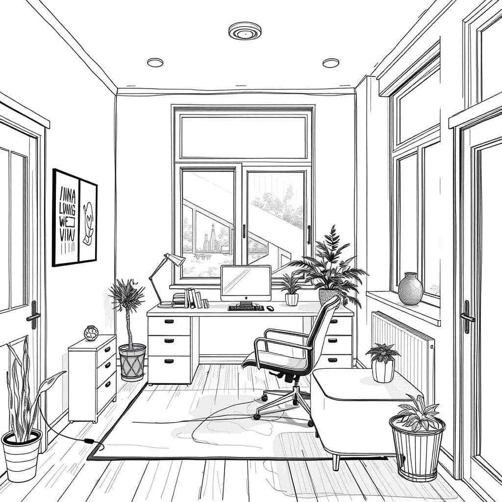 Sketch Home Office design example 2