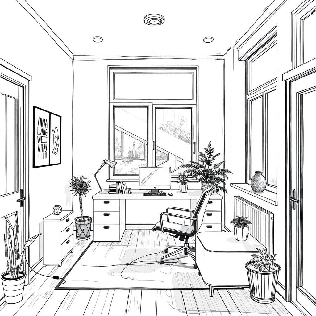 Sketch Home Office design example 2