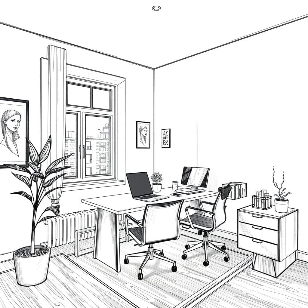 Sketch Home Office design example 3