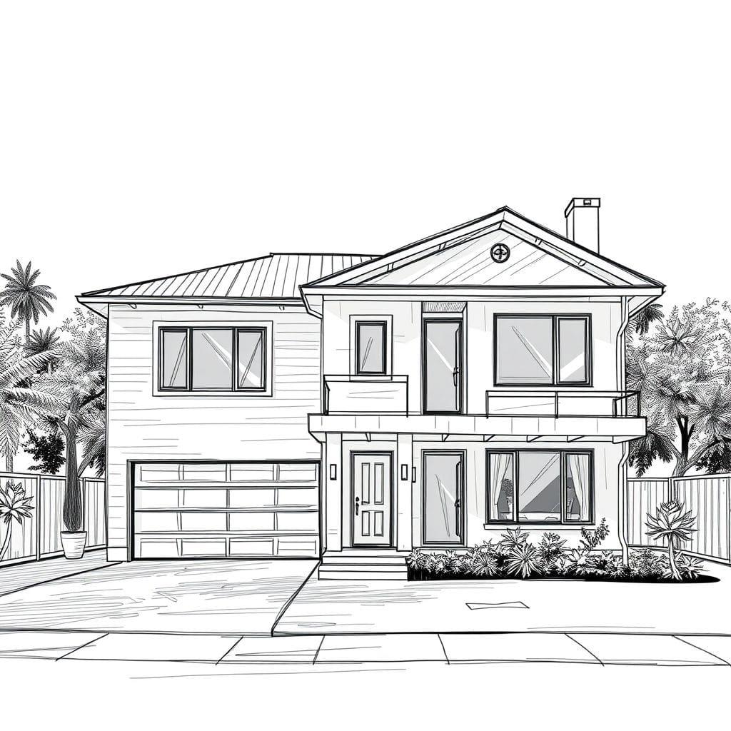 Sketch House Exterior design example 3