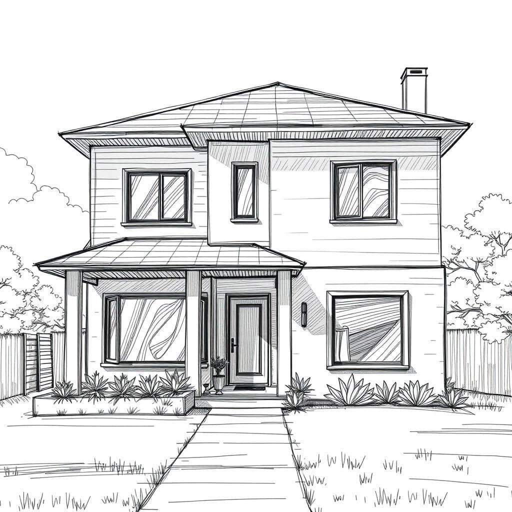 Sketch House Exterior design example 4