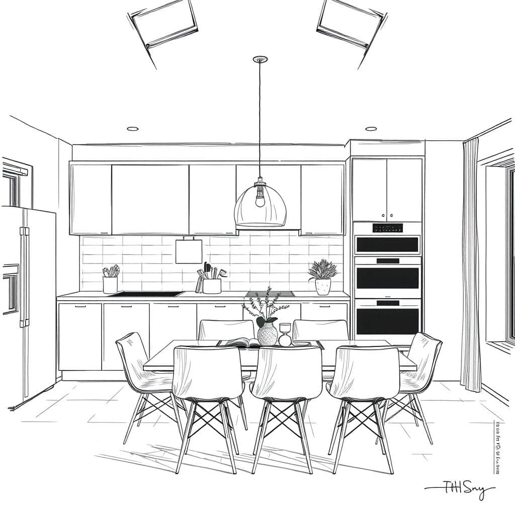 Sketch Kitchen Living Combo design example 2