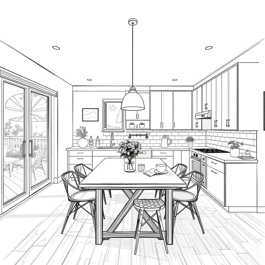 Sketch Kitchen Living Combo design example 3