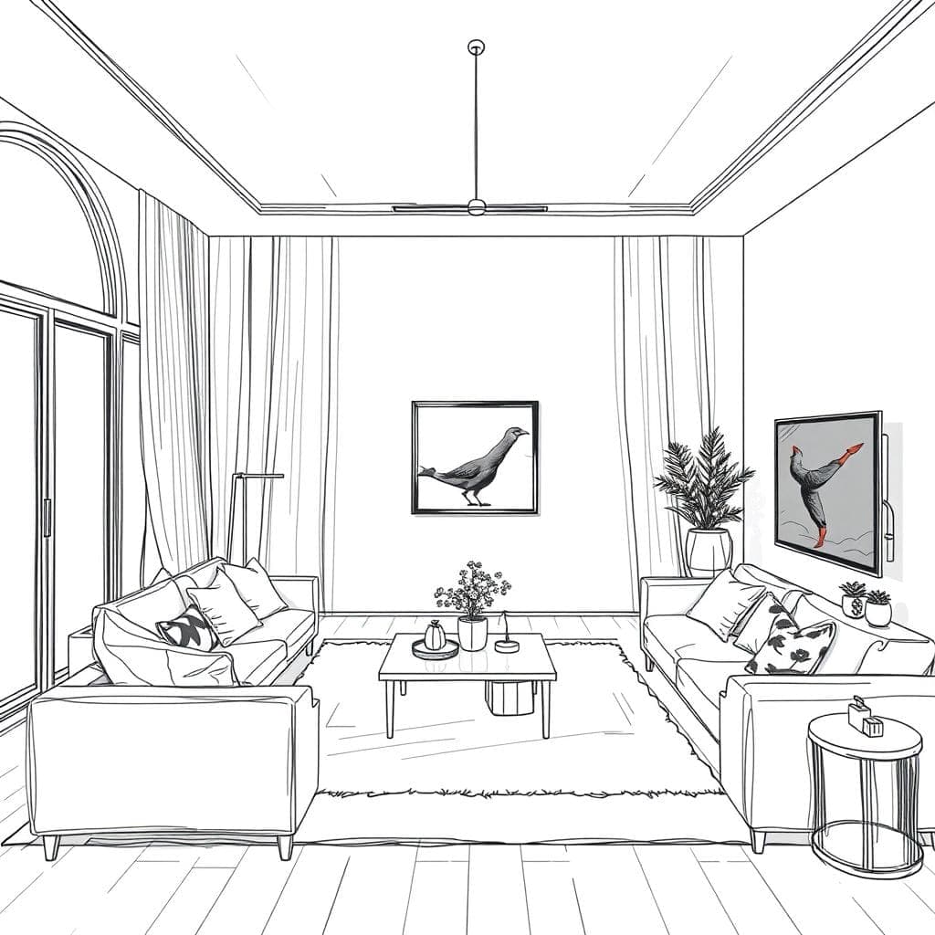 Sketch Living Room design example 2