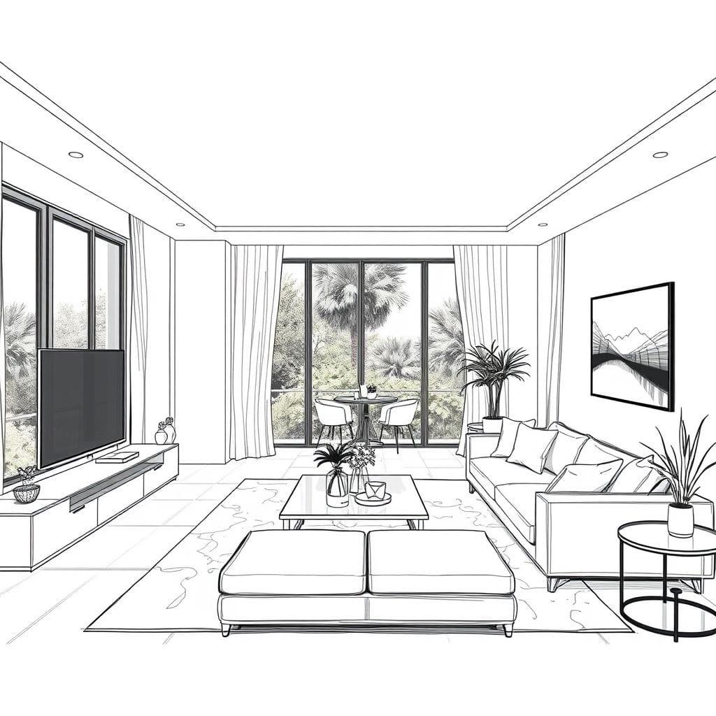 Sketch Living Room design example 3