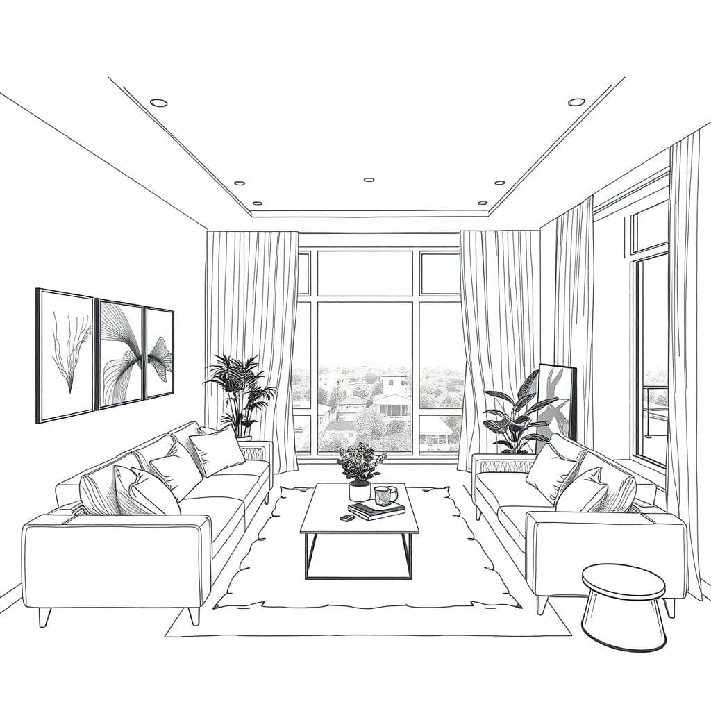 Sketch Living Room design example 4