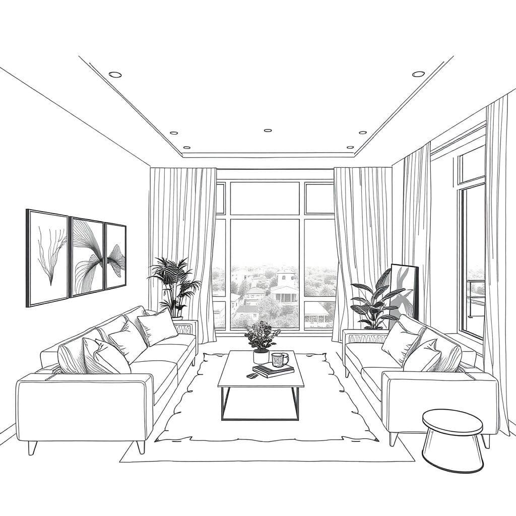 Sketch Living Room design example 4