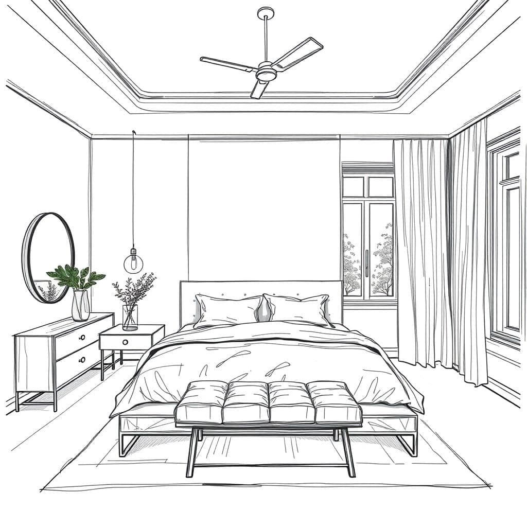 Sketch Master Bedroom design example 1