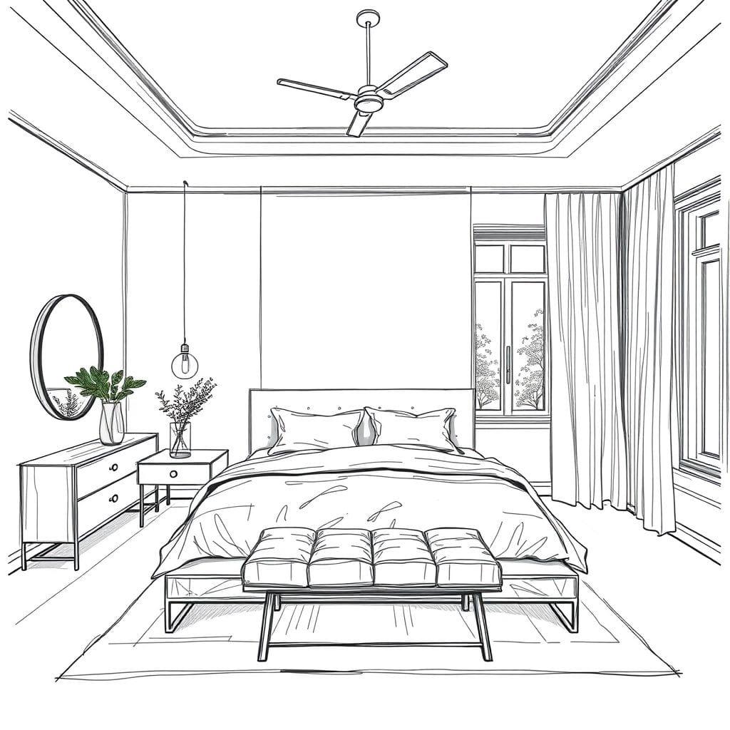 Sketch Master Bedroom design example 1