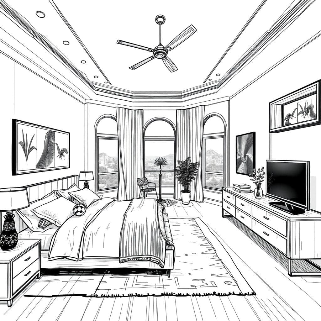 Sketch Master Bedroom design example 2