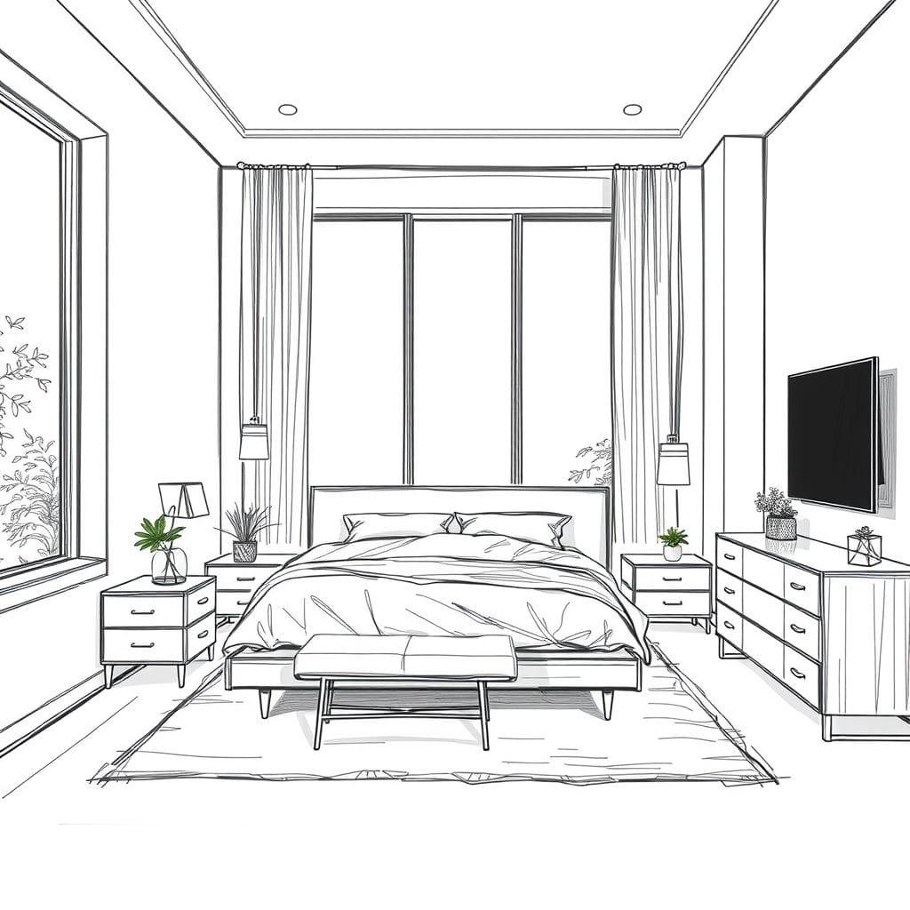 Sketch Master Bedroom design example 3