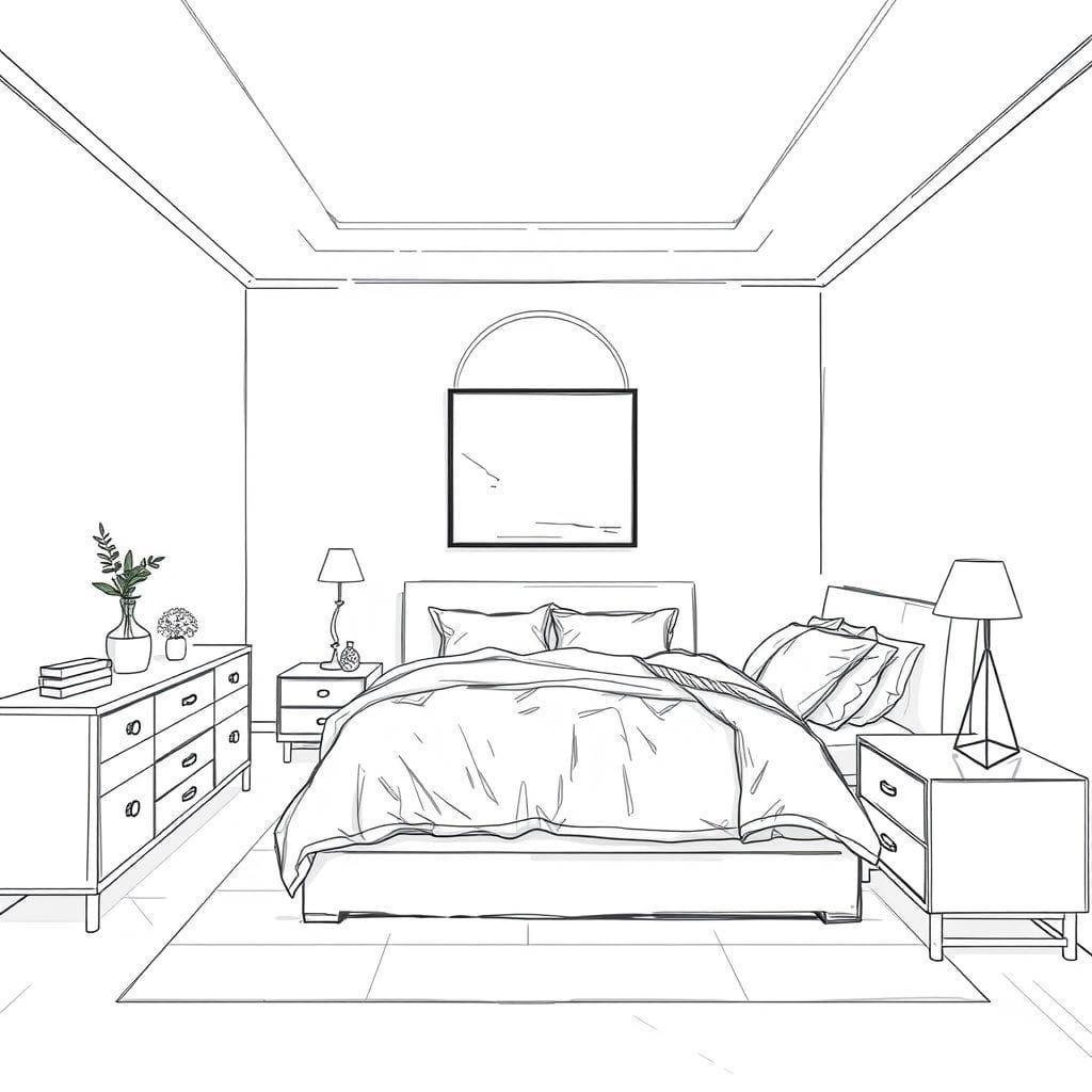 Sketch Master Bedroom design example 4