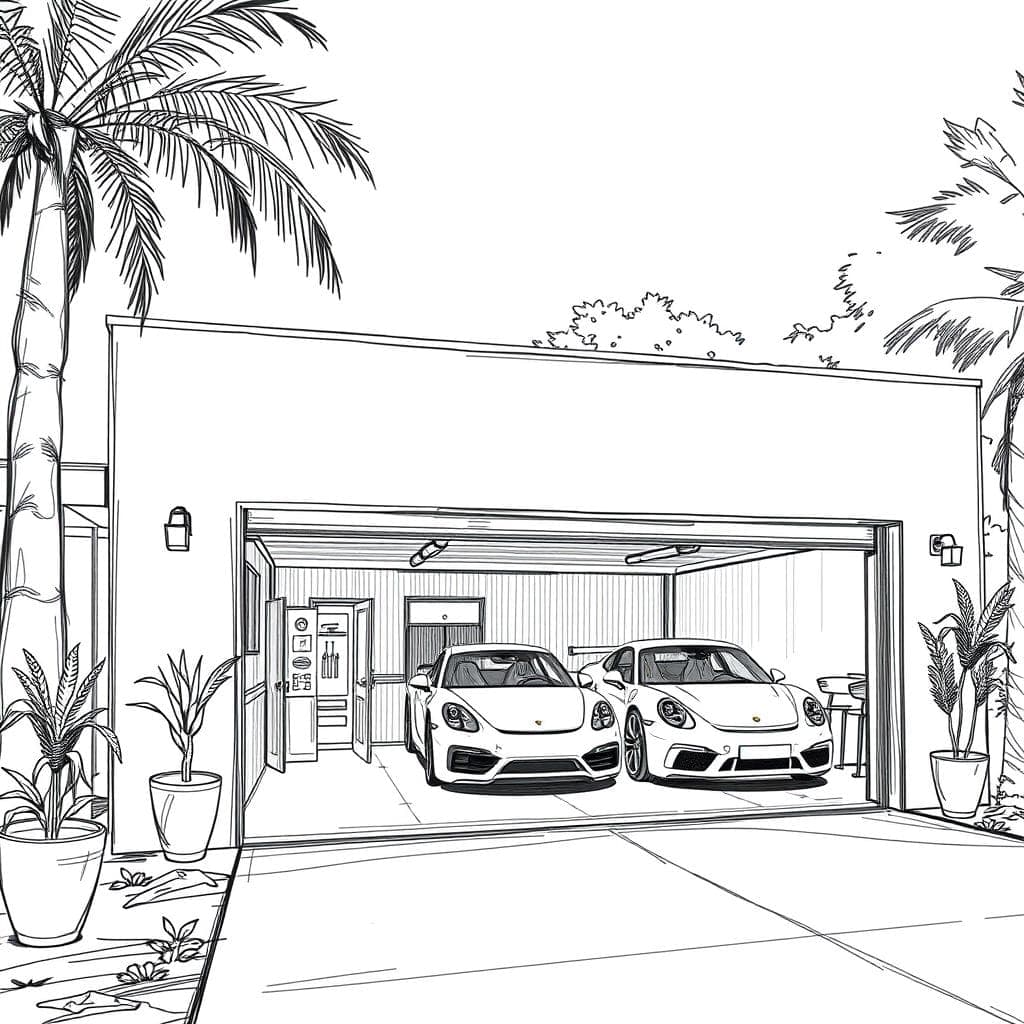 Sketch Outdoor Garage design example 1