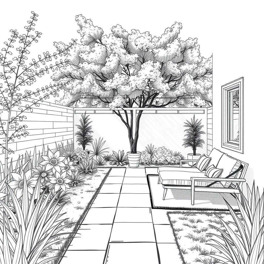 Sketch Outdoor Garden design example 1