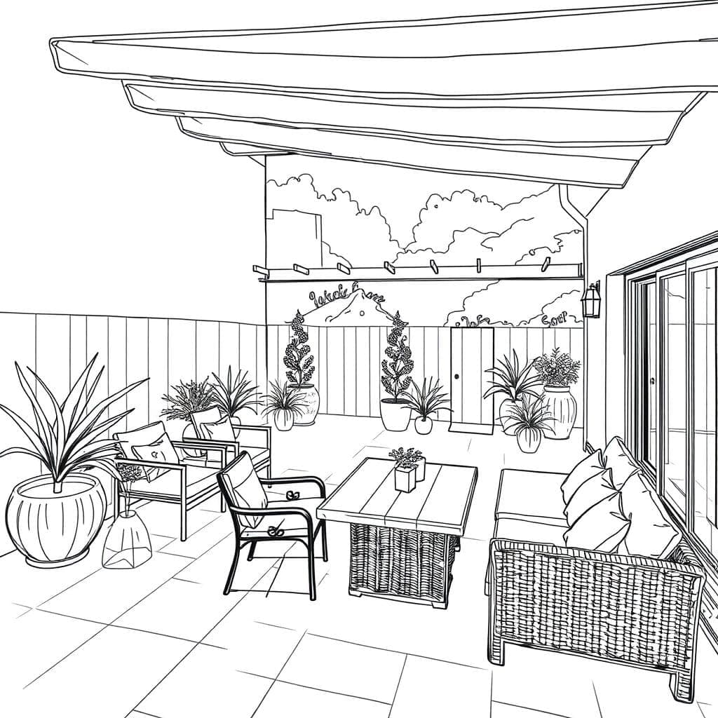Sketch Outdoor Patio design example 1