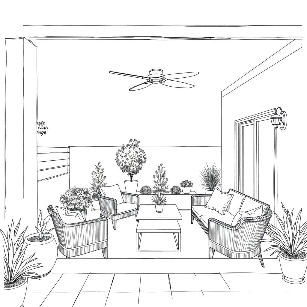 Sketch Outdoor Patio design example 3