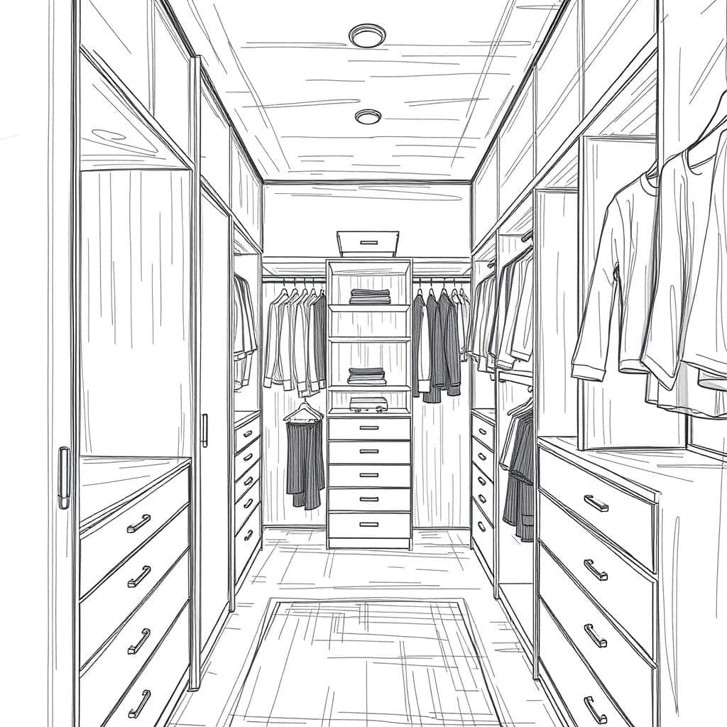 Sketch Walk-in Closet design example 3