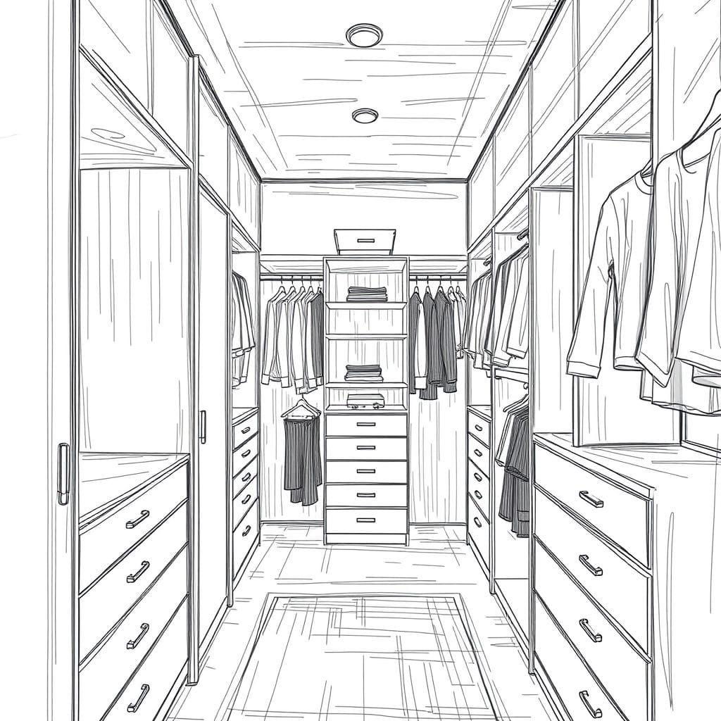 Sketch Walk-in Closet design example 3