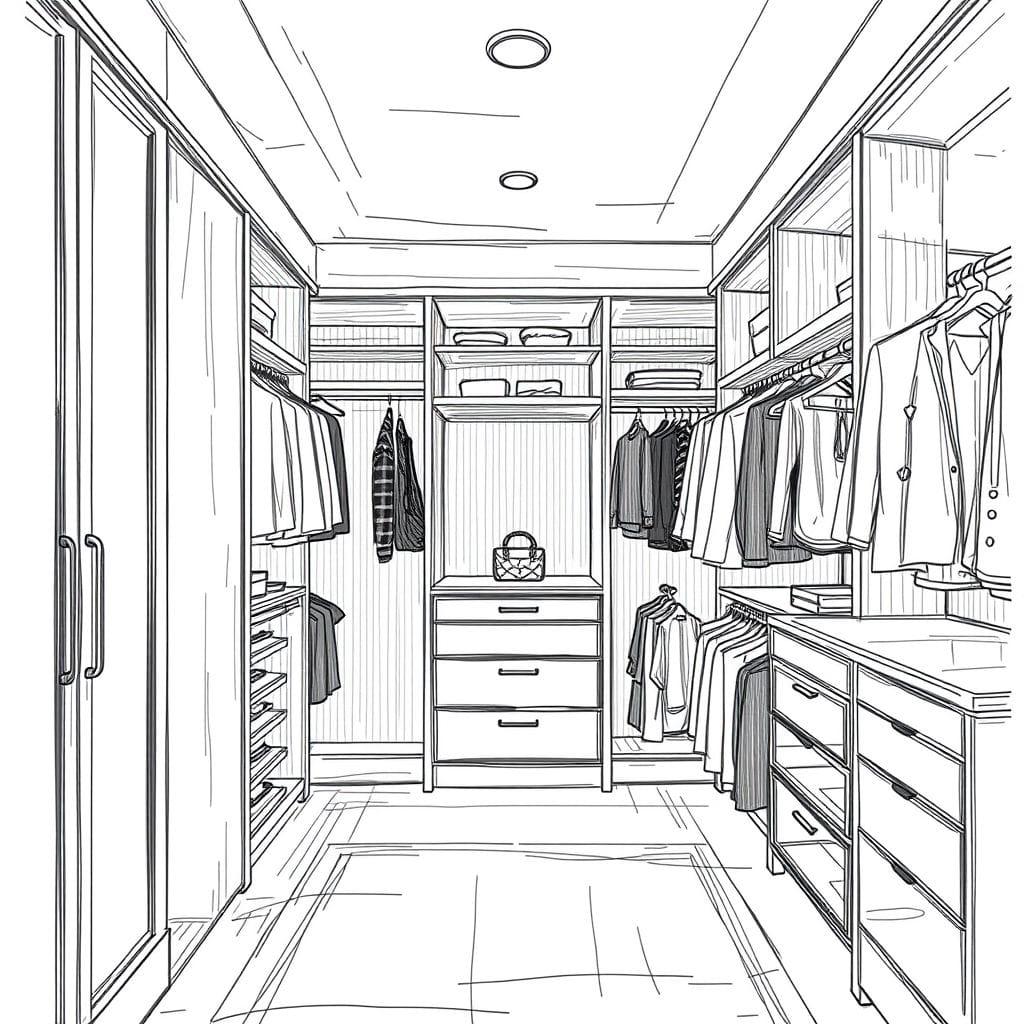 Sketch Walk-in Closet design example 4