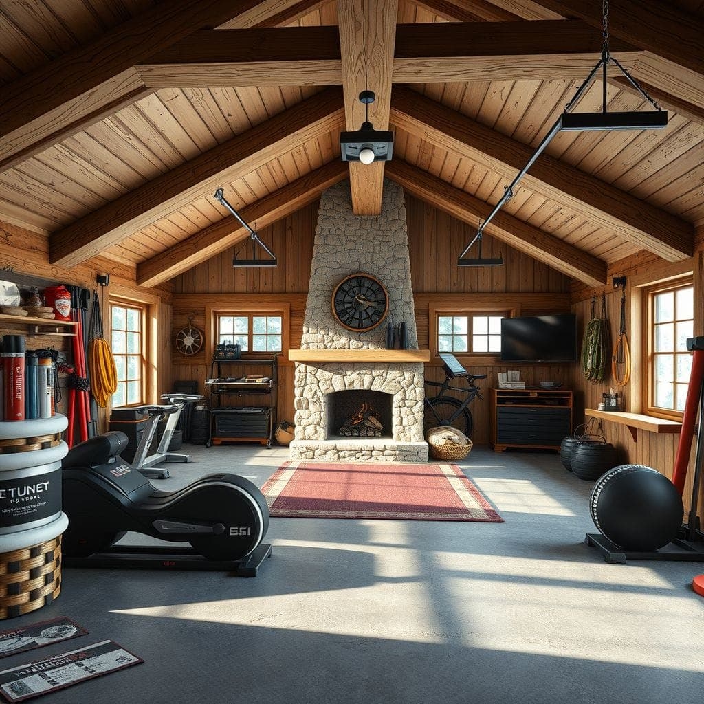 Ski Chalet Garage Gym design example 2