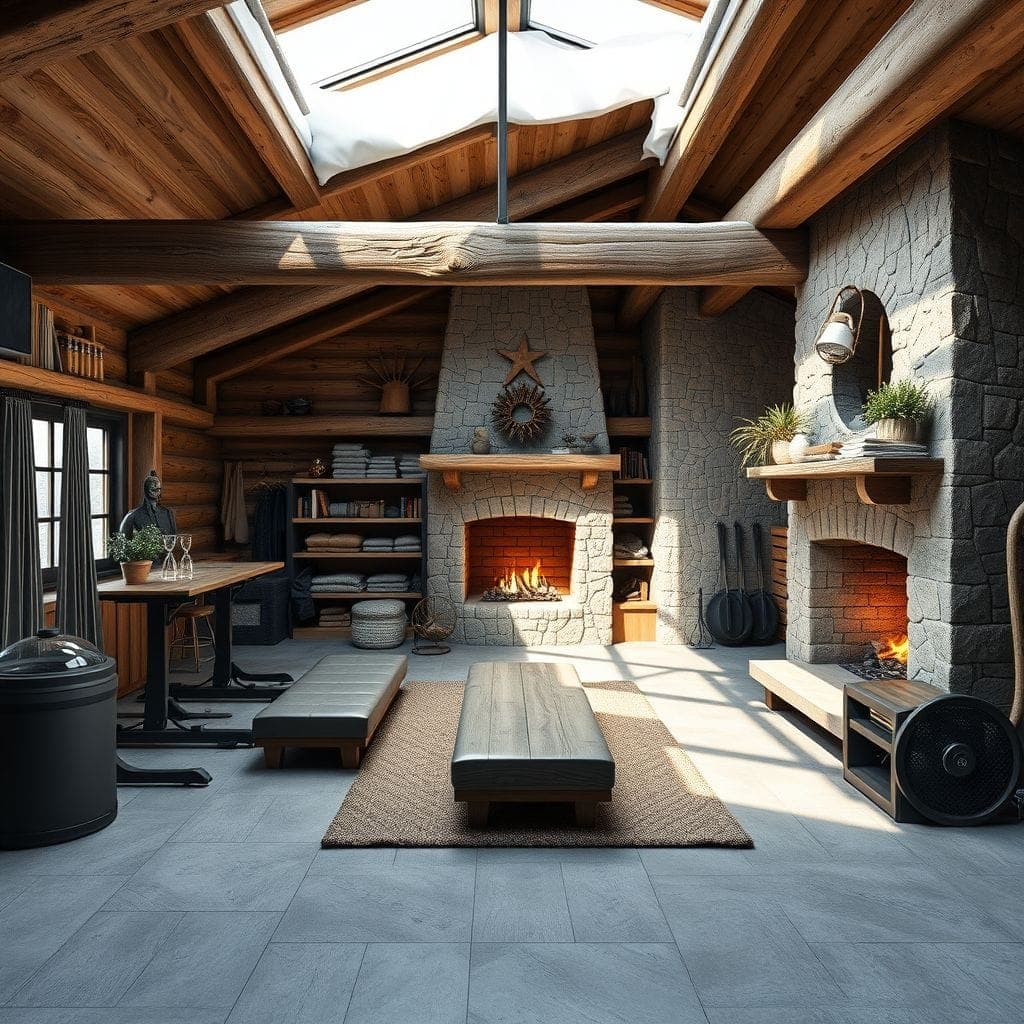 Ski Chalet Garage Gym design example 4
